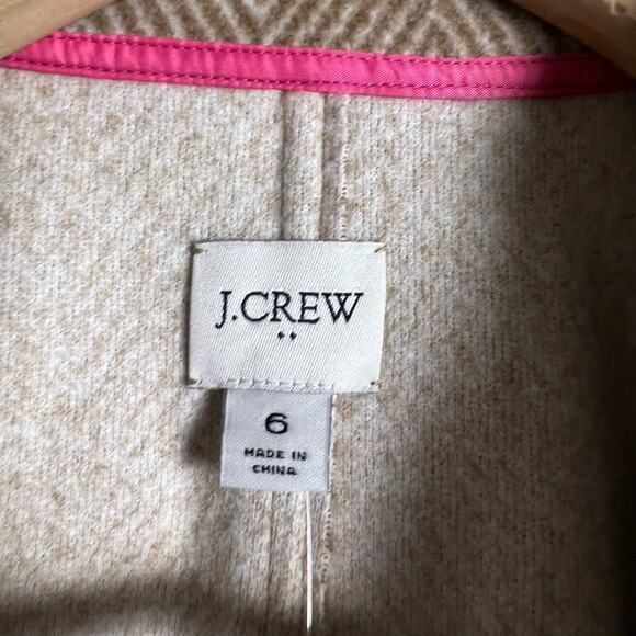 J.Crew Tan White Herringbone Single Breasted Overcoat Size 6 - Picture 9 of 11